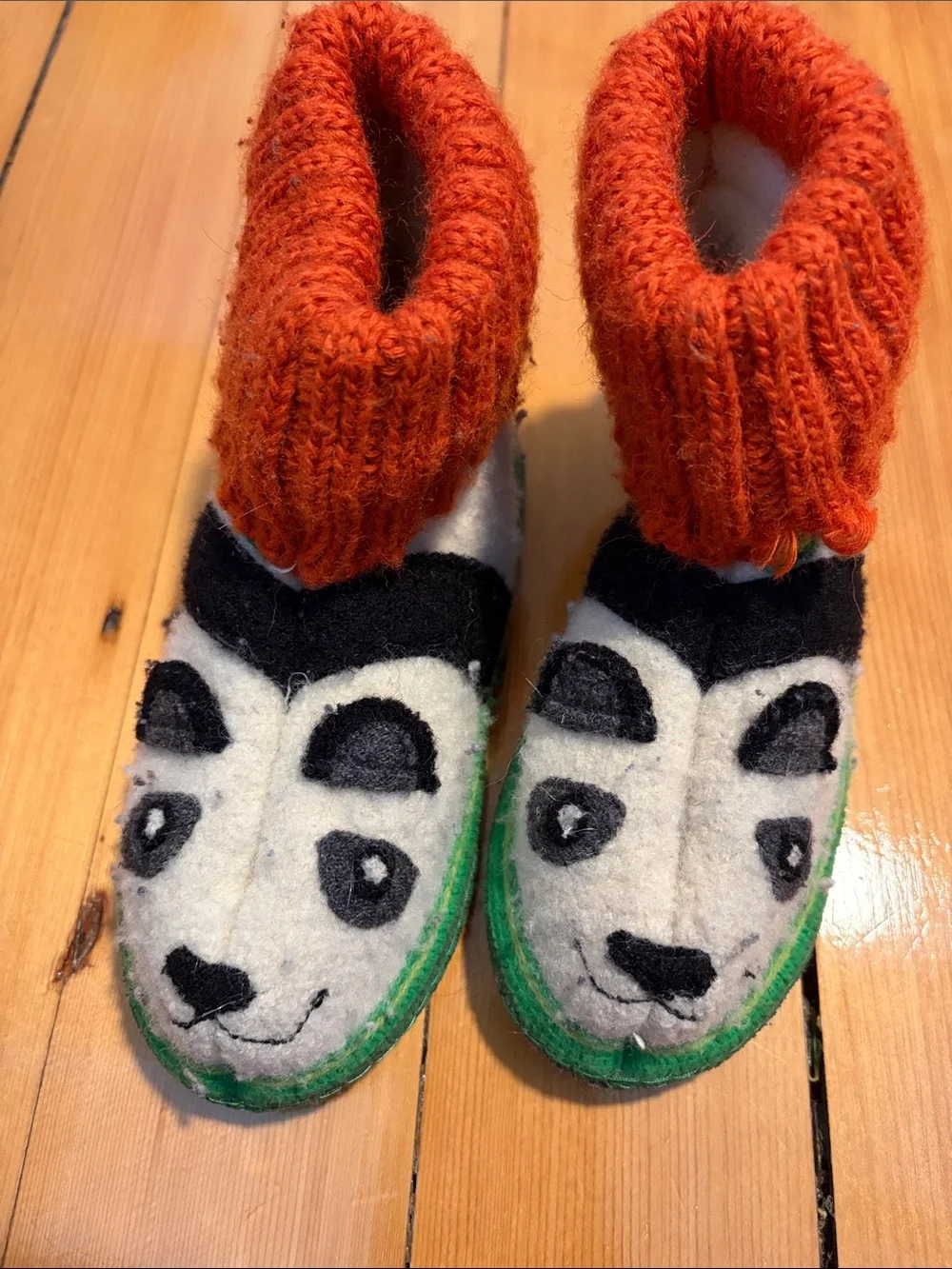 🐼Garnett Hill 11 Boiled Wool Slippers Panda. Kids size 11